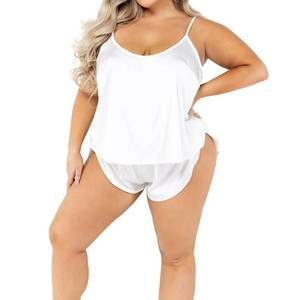 NEW ROMA CONFIDENTIAL soft satin tulip short set - plus in white